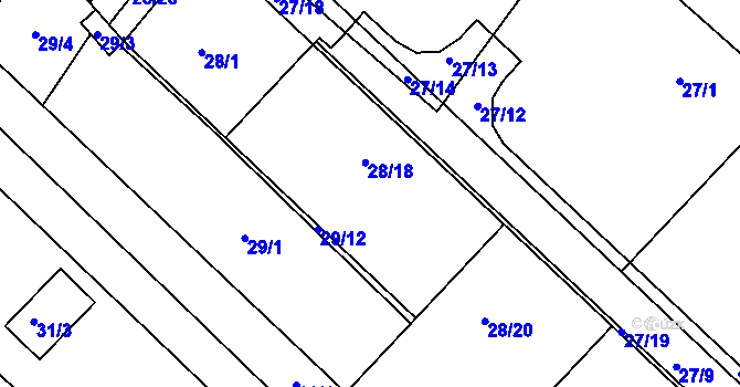 Parcela st. 28/18 v KÚ Rajhradice, Katastrální mapa