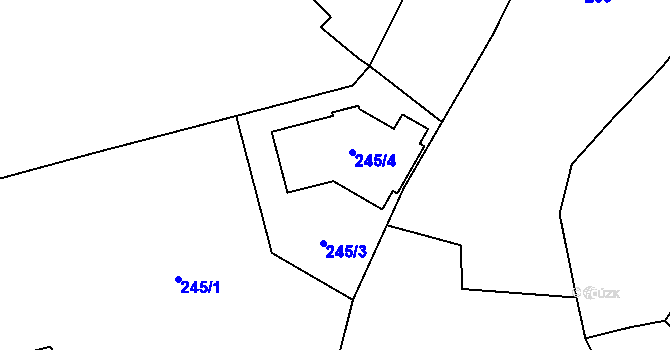 Parcela st. 245/3 v KÚ Rajhradice, Katastrální mapa