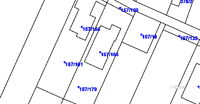 Parcela st. 157/163 v KÚ Rajhradice, Katastrální mapa