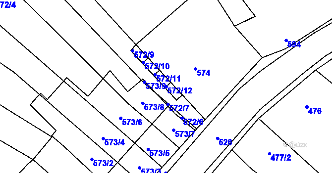 Parcela st. 572/12 v KÚ Rajhradice, Katastrální mapa