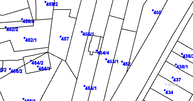 Parcela st. 454/4 v KÚ Rajhradice, Katastrální mapa