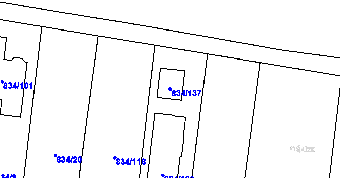 Parcela st. 834/137 v KÚ Rajhradice, Katastrální mapa
