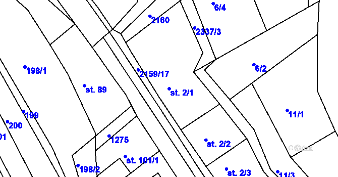 Parcela st. 2/1 v KÚ Rajnochovice, Katastrální mapa
