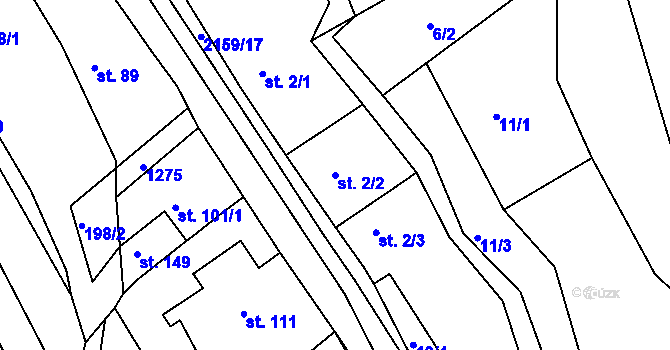 Parcela st. 2/2 v KÚ Rajnochovice, Katastrální mapa