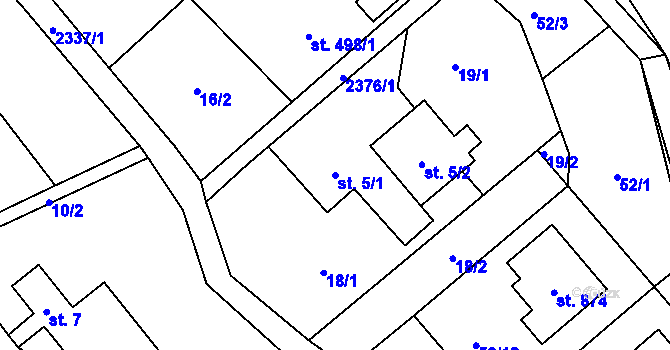 Parcela st. 5/1 v KÚ Rajnochovice, Katastrální mapa