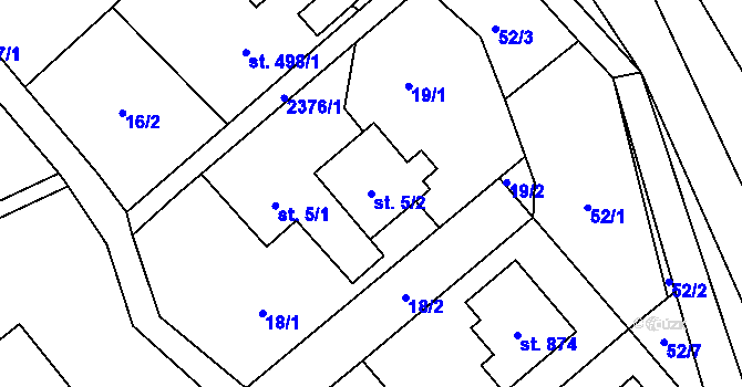 Parcela st. 5/2 v KÚ Rajnochovice, Katastrální mapa