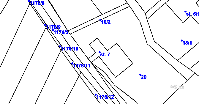 Parcela st. 7 v KÚ Rajnochovice, Katastrální mapa