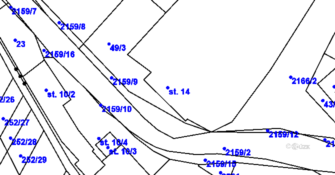 Parcela st. 14 v KÚ Rajnochovice, Katastrální mapa