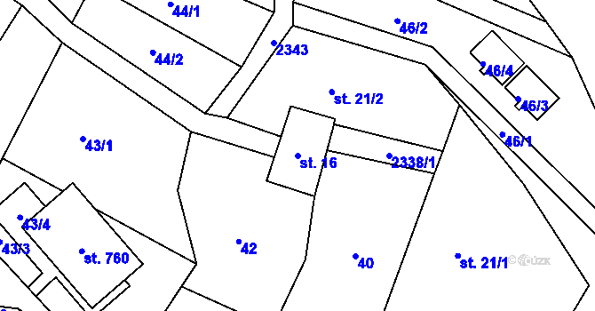 Parcela st. 16 v KÚ Rajnochovice, Katastrální mapa