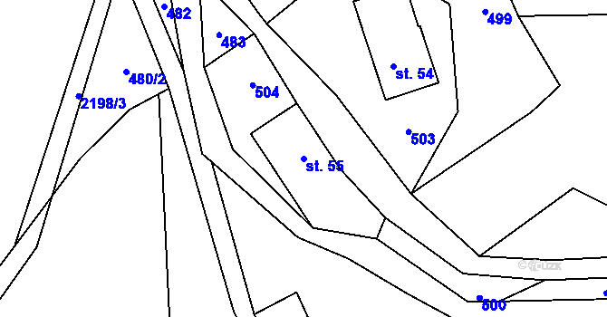 Parcela st. 55 v KÚ Rajnochovice, Katastrální mapa