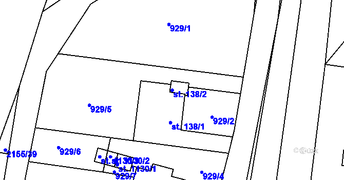 Parcela st. 138/2 v KÚ Rajnochovice, Katastrální mapa