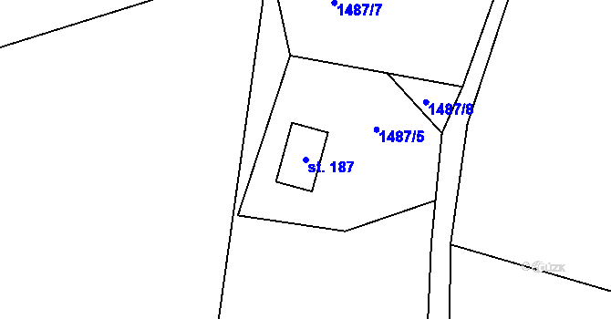 Parcela st. 187 v KÚ Rajnochovice, Katastrální mapa