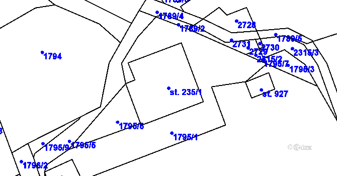 Parcela st. 235/1 v KÚ Rajnochovice, Katastrální mapa