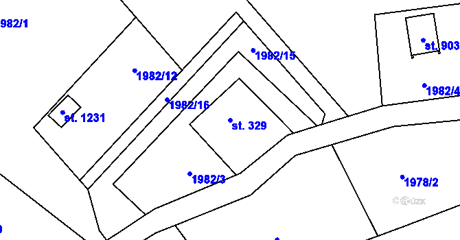 Parcela st. 329 v KÚ Rajnochovice, Katastrální mapa