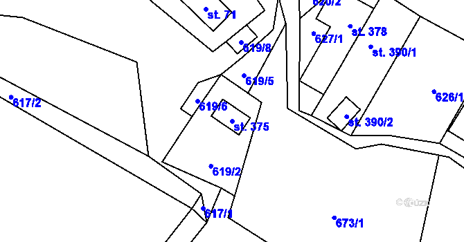 Parcela st. 375 v KÚ Rajnochovice, Katastrální mapa