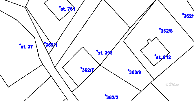 Parcela st. 393 v KÚ Rajnochovice, Katastrální mapa