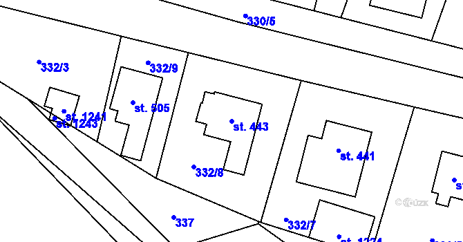 Parcela st. 443 v KÚ Rajnochovice, Katastrální mapa