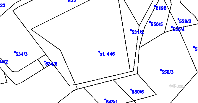 Parcela st. 446 v KÚ Rajnochovice, Katastrální mapa