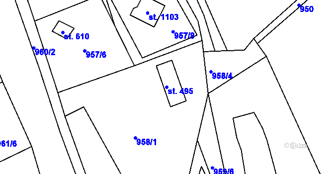 Parcela st. 495 v KÚ Rajnochovice, Katastrální mapa