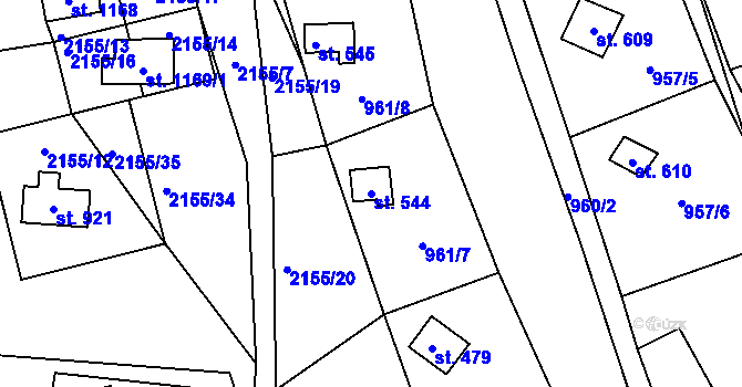 Parcela st. 544 v KÚ Rajnochovice, Katastrální mapa