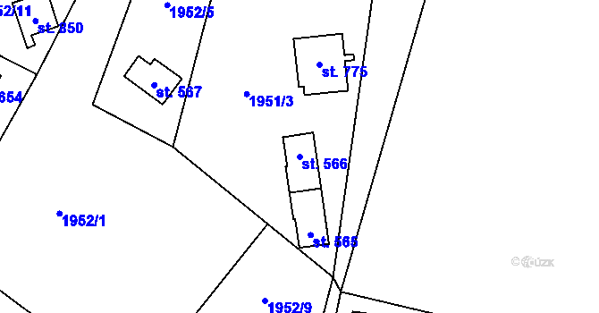 Parcela st. 566 v KÚ Rajnochovice, Katastrální mapa