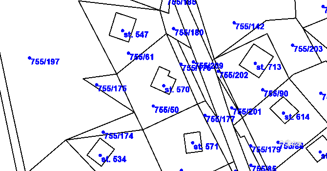 Parcela st. 570 v KÚ Rajnochovice, Katastrální mapa