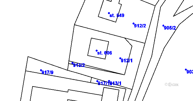 Parcela st. 606 v KÚ Rajnochovice, Katastrální mapa