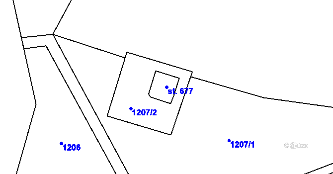 Parcela st. 677 v KÚ Rajnochovice, Katastrální mapa