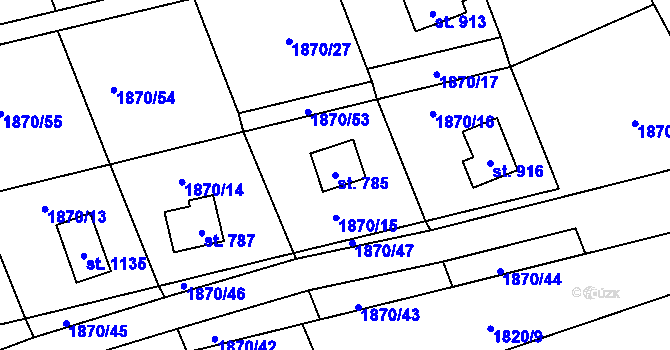 Parcela st. 785 v KÚ Rajnochovice, Katastrální mapa