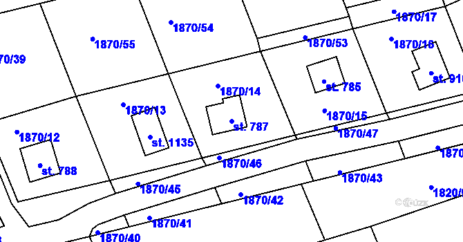 Parcela st. 787 v KÚ Rajnochovice, Katastrální mapa
