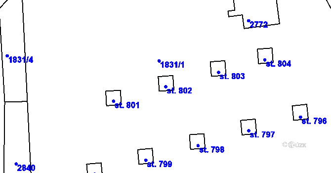 Parcela st. 802 v KÚ Rajnochovice, Katastrální mapa