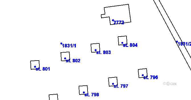 Parcela st. 803 v KÚ Rajnochovice, Katastrální mapa