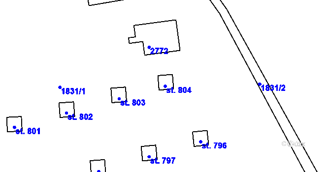 Parcela st. 804 v KÚ Rajnochovice, Katastrální mapa