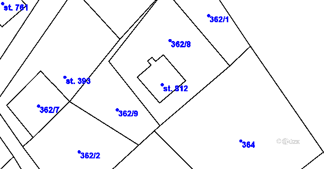 Parcela st. 812 v KÚ Rajnochovice, Katastrální mapa