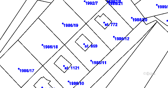 Parcela st. 859 v KÚ Rajnochovice, Katastrální mapa
