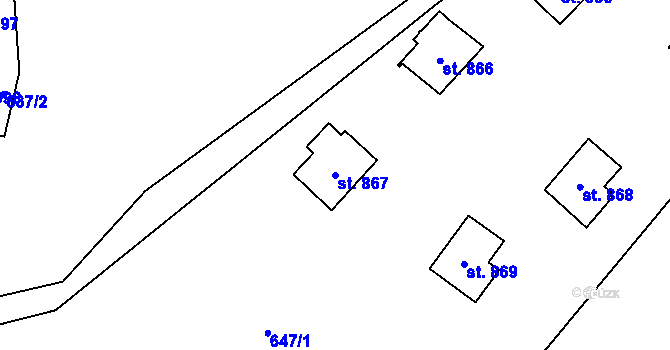 Parcela st. 867 v KÚ Rajnochovice, Katastrální mapa