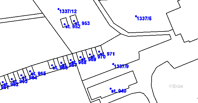 Parcela st. 971 v KÚ Rajnochovice, Katastrální mapa