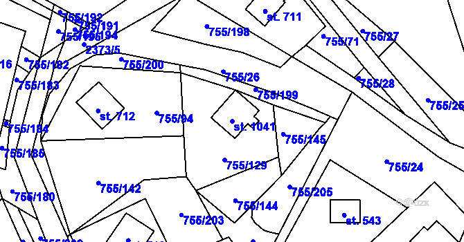 Parcela st. 1041 v KÚ Rajnochovice, Katastrální mapa