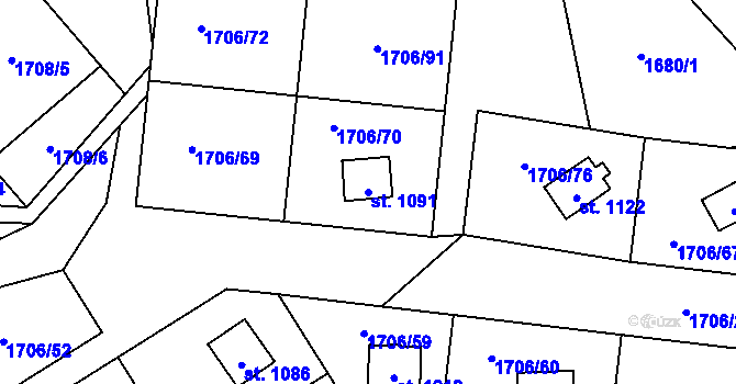 Parcela st. 1091 v KÚ Rajnochovice, Katastrální mapa