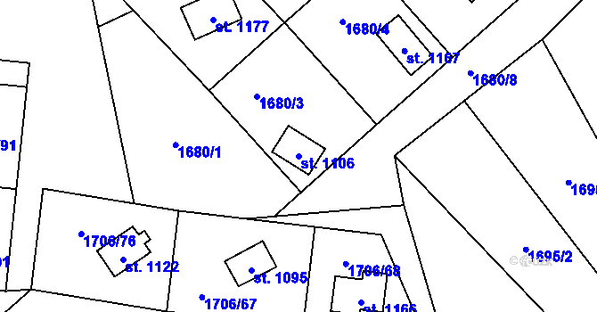 Parcela st. 1106 v KÚ Rajnochovice, Katastrální mapa