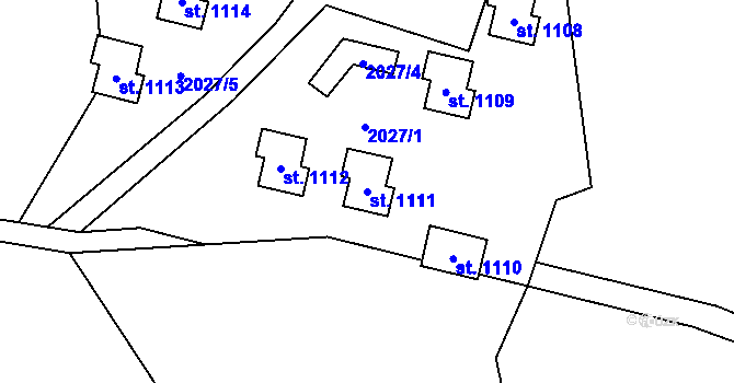 Parcela st. 1111 v KÚ Rajnochovice, Katastrální mapa