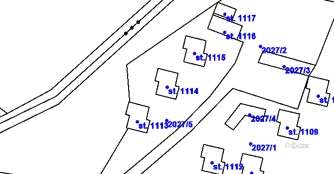 Parcela st. 1114 v KÚ Rajnochovice, Katastrální mapa