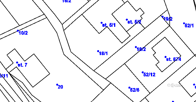 Parcela st. 18/1 v KÚ Rajnochovice, Katastrální mapa