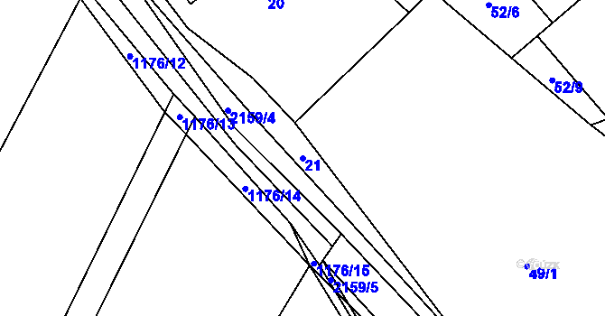 Parcela st. 21 v KÚ Rajnochovice, Katastrální mapa