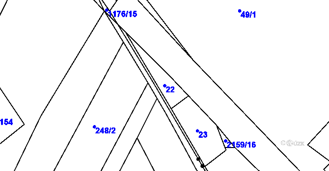 Parcela st. 22 v KÚ Rajnochovice, Katastrální mapa