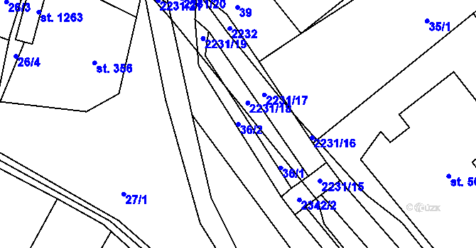 Parcela st. 36/2 v KÚ Rajnochovice, Katastrální mapa