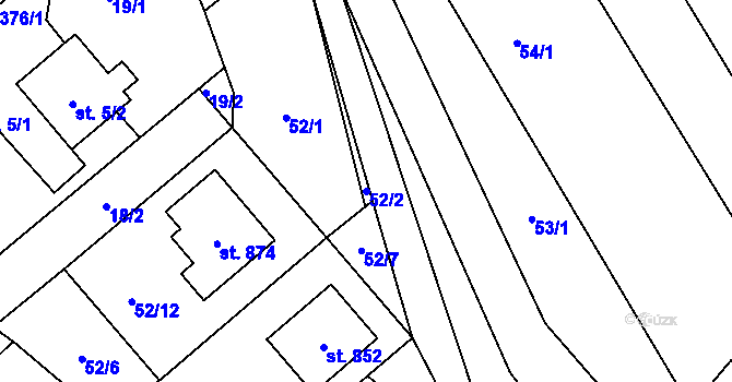 Parcela st. 52/2 v KÚ Rajnochovice, Katastrální mapa