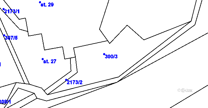 Parcela st. 300/3 v KÚ Rajnochovice, Katastrální mapa
