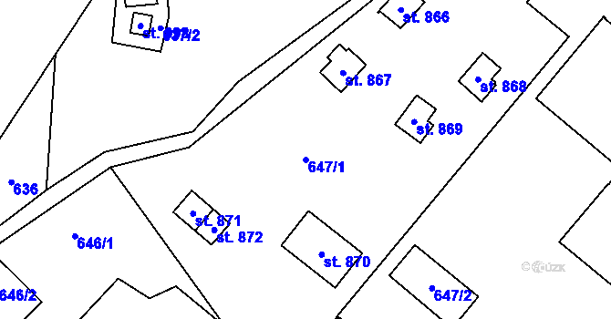 Parcela st. 647/1 v KÚ Rajnochovice, Katastrální mapa