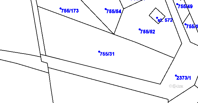 Parcela st. 755/31 v KÚ Rajnochovice, Katastrální mapa
